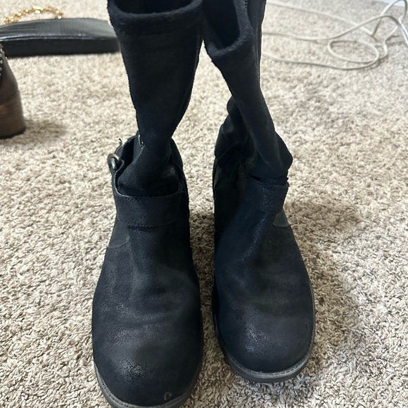 Ugg Silva Black Leather Zip Moto Snake Gusset Harness Boot - Picture 6 of 8